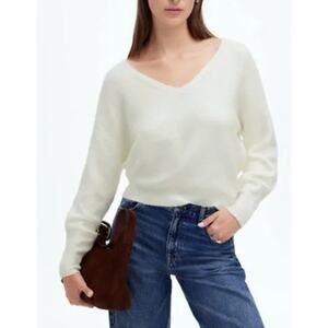 Madewell Wedged V Neck Sweater White NWT XL